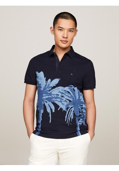 Рубашка-поло с контрастным принтом пальмы