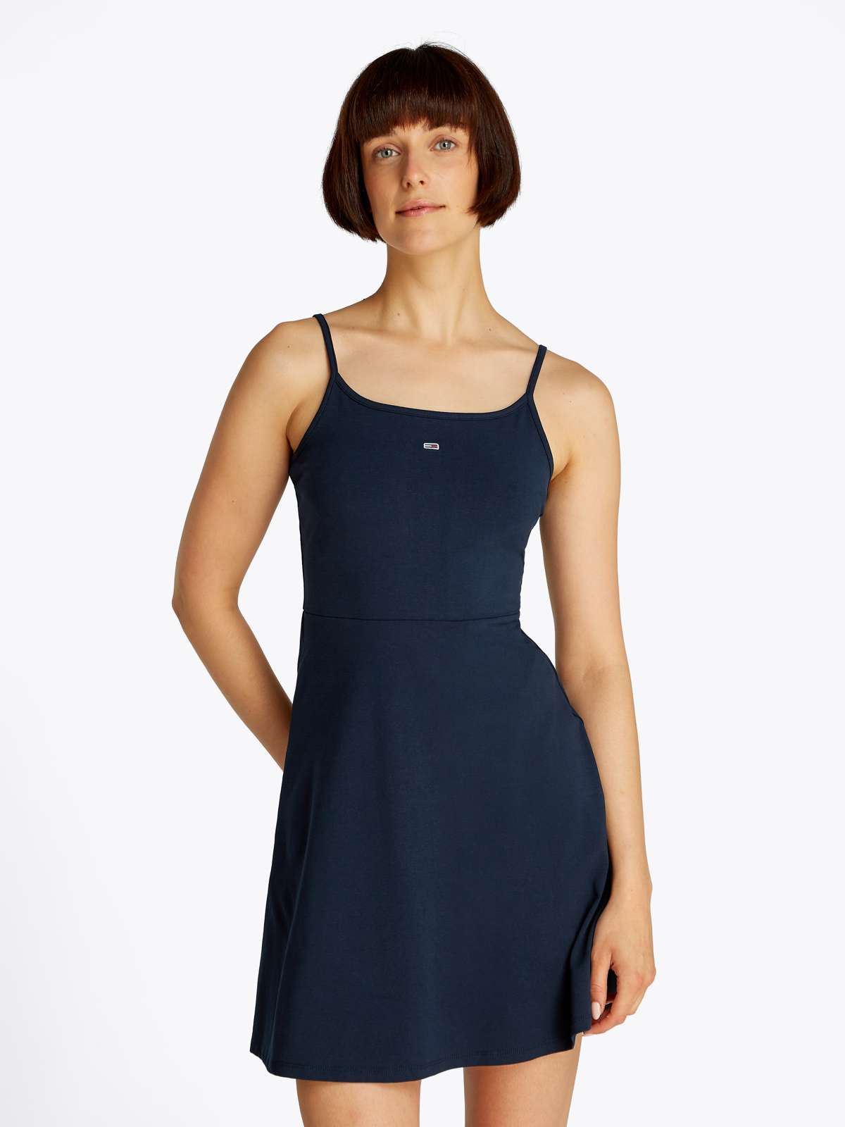 Платье-солнце с вышитым логотипом TJW ESSENTIAL STRAP FLARE DRESS