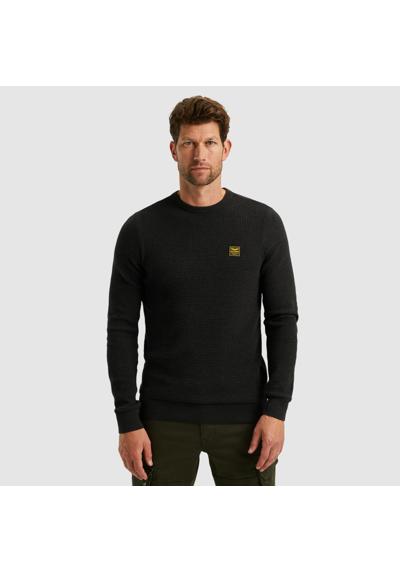 Свитер с круглым вырезом и вышивкой логотипа Crewneck collar cotton mouline