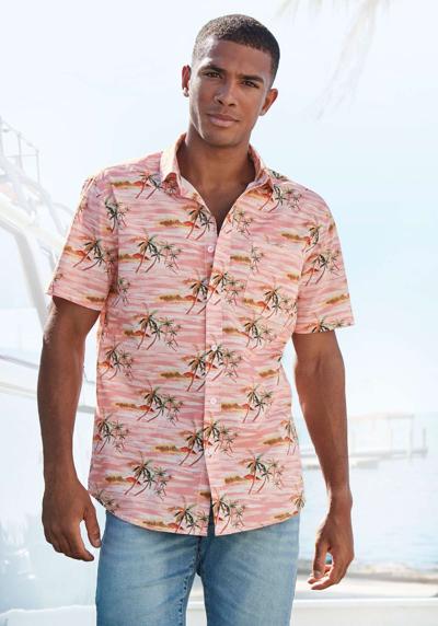 Гавайская рубашка, короткий рукав, повседневная рубашка с принтом пальм, чистый хлопок