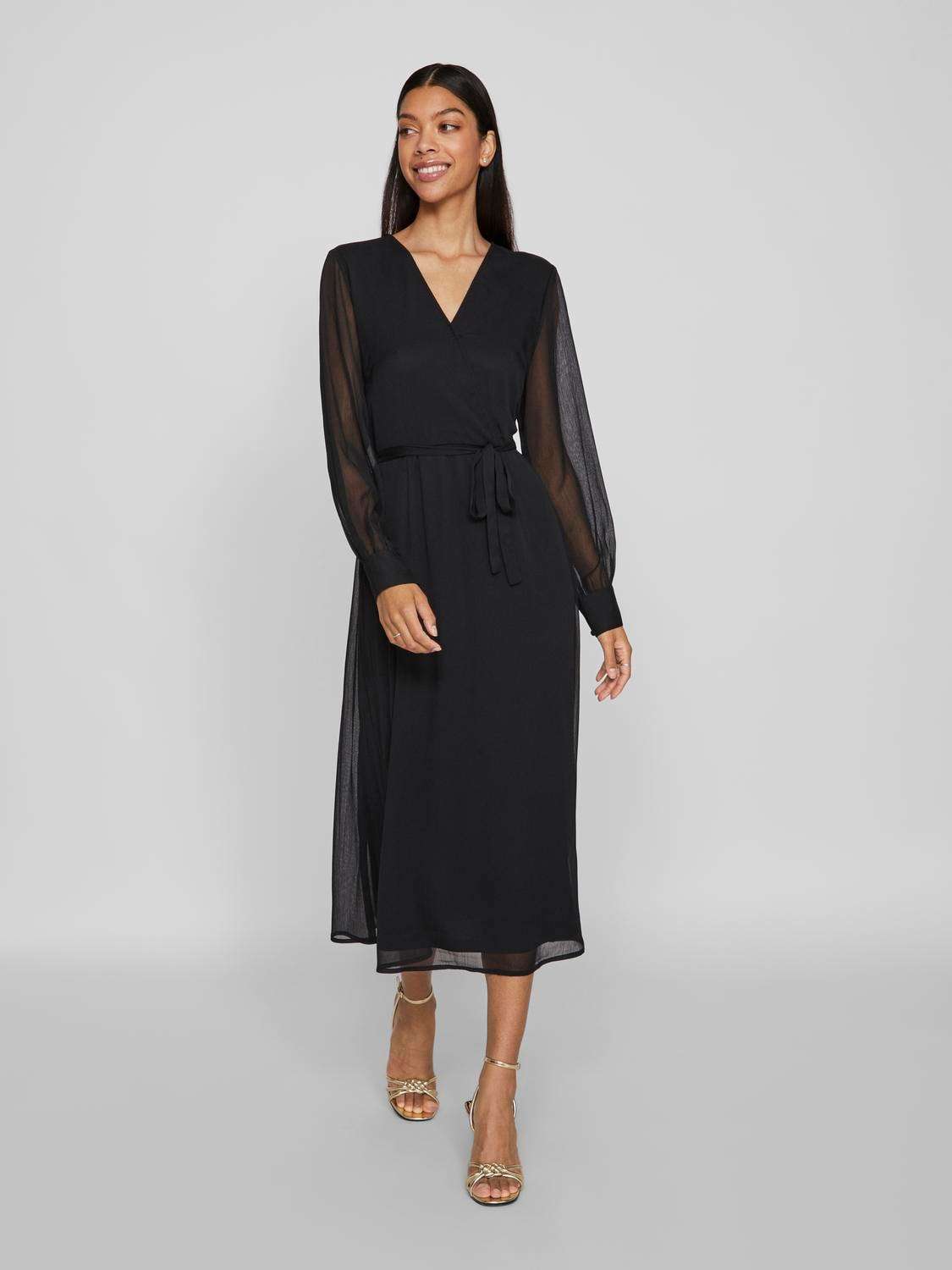 Шифоновое платье »VIFALIA V-NECK L/S MIDI DRESS - NOOS«