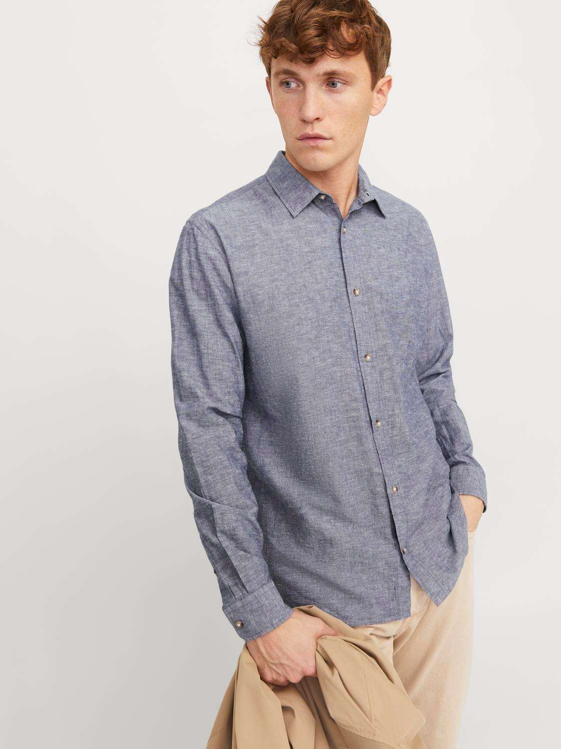 Рубашка с длинным рукавом JJESUMMER LINEN BLEND SHIRT LS SN