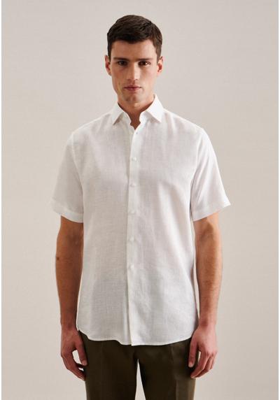 Рубашка деловая, стандартный воротник Кент с короткими рукавами, однотонная