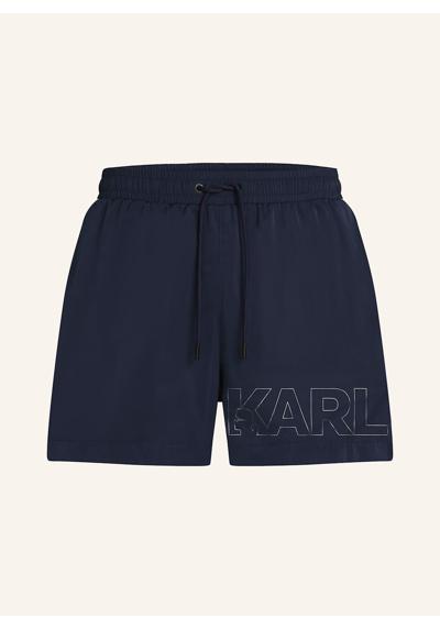 Шорты средней длины с металлическим логотипом karl MITTELLANGE BOARD-SHORTS MIT KARL-LOGO IN METALLIC-OPTIK