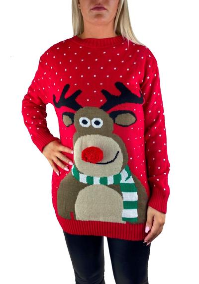 Worldclassca Weihnachtspullover Worldclassca Weihnachten Merry Christmas Sweater Damen Pullover Teenager Mädchen Pulli Weihnachtspullover Xmas Rudolph