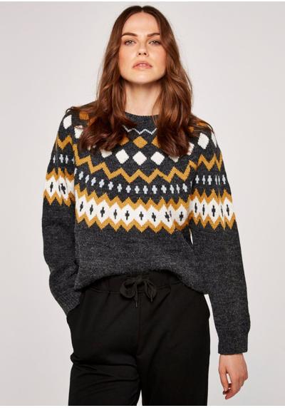 Вязаный свитер Fairisle Neckline Широкий джемпер с узором Fairisle