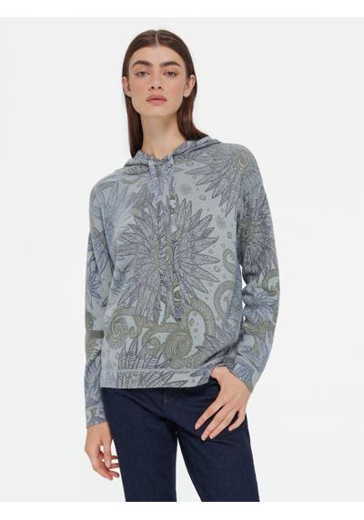 Кашемировый свитер с цветочным узором по всей поверхности.