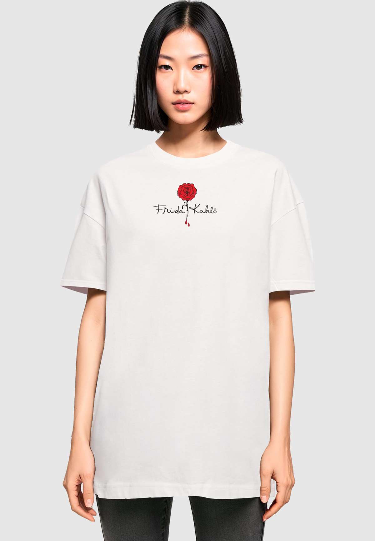 Футболка FRIDA KAHLO LOGO ROSE OVERSIZED BOYFRIEND TEE