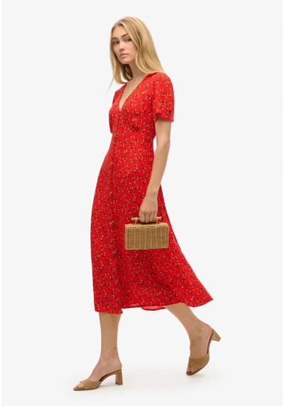 Платье-блузка PRINTED BUTTON-UP SHORT SLEEVE MIDI TEA