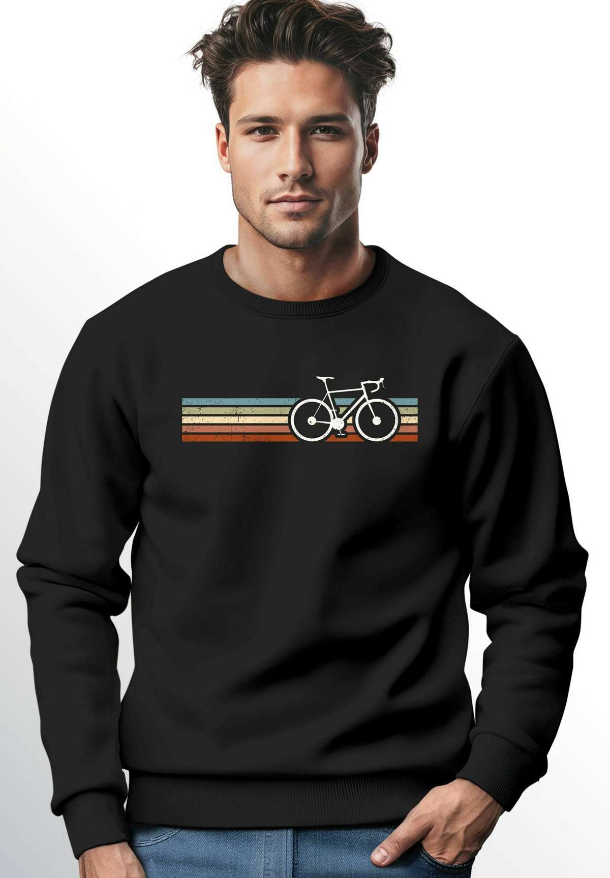 Кофта FAHRRAD RETRO PRINT MINIMALISTISCH RADFAHREN OUTDOOR FASHION RUNDHALS-STREETWEAR