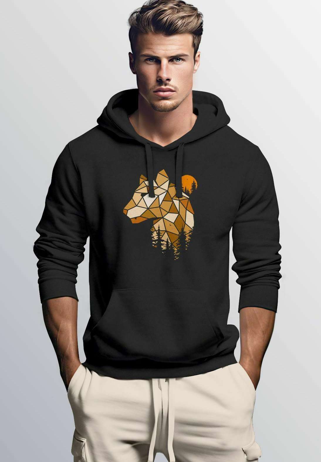 Пуловер FASHION POLYGON LUCHS WALD TIERE MOTIV STREETSTYLE