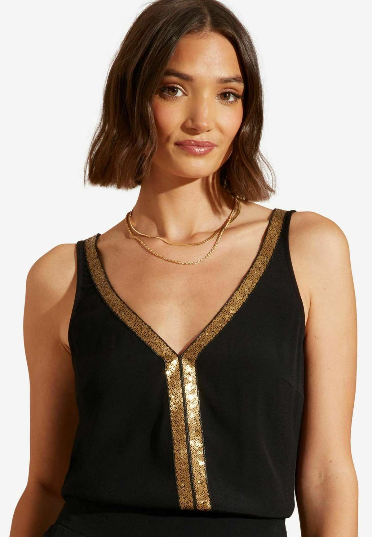 Блузка SEQUIN V NECK REGULAR FIT