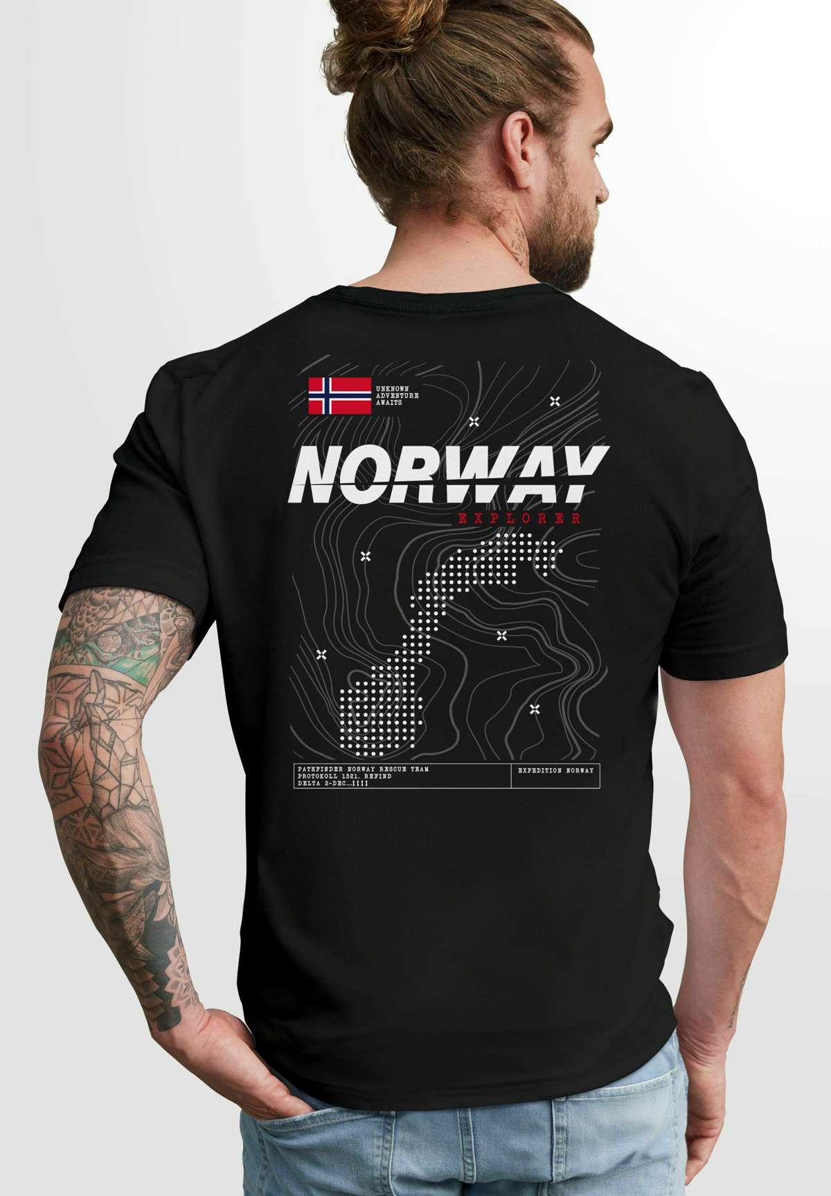 Футболка NORWEGEN FLAGGE SCHRIFTZUG NORWAY EXPLORER ADVENTURE SKANDINAVIEN FASHION STREETSTYLE