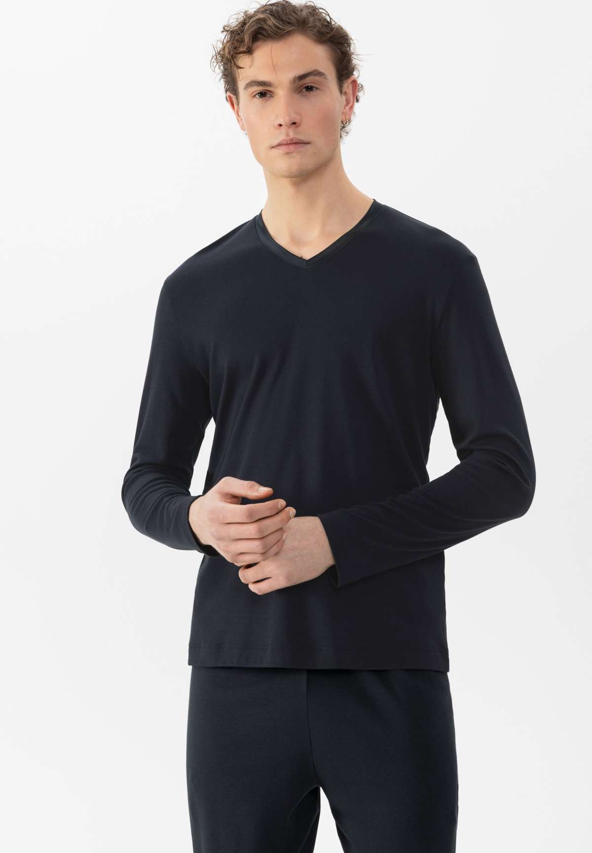 Пижамная рубашка V-NECK LANGARM SERIE AARHUS