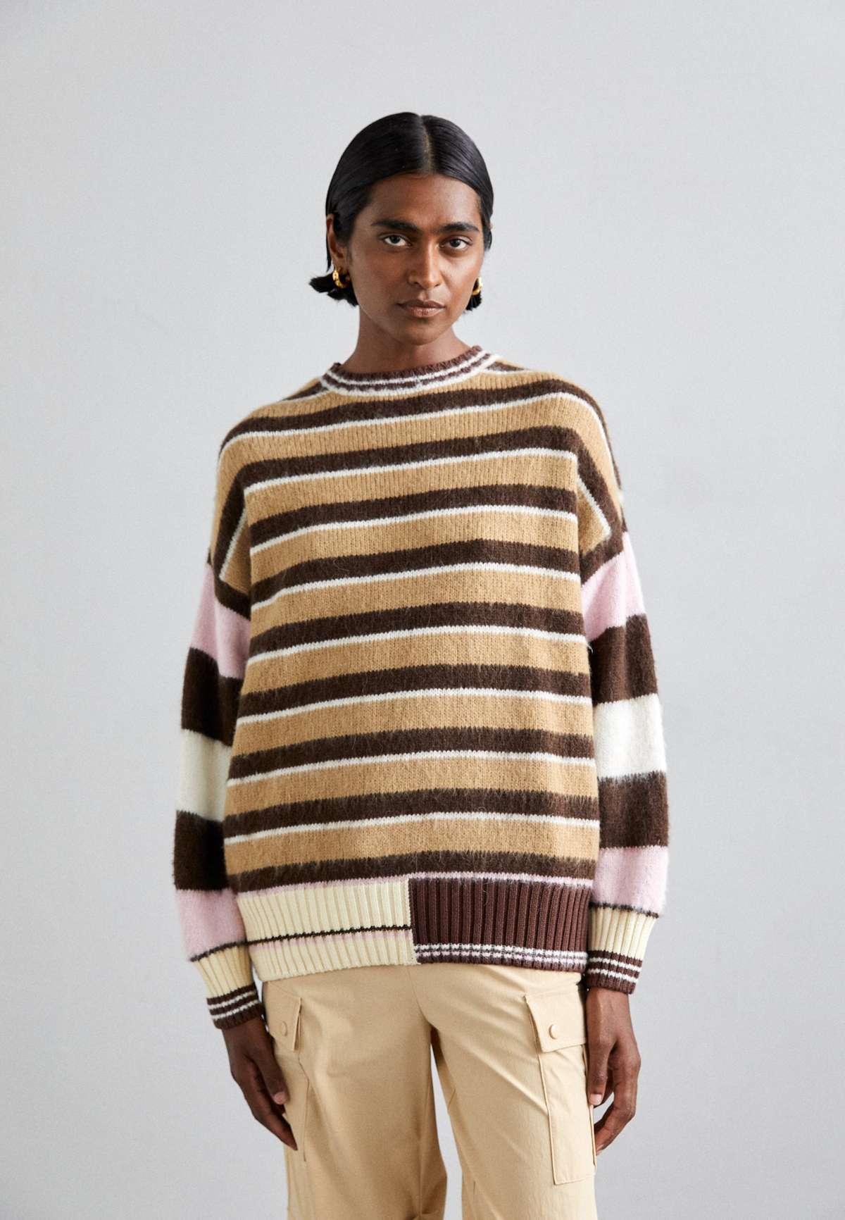 Пуловер LONG SLEEVE CREW NECKLINE STRIPES