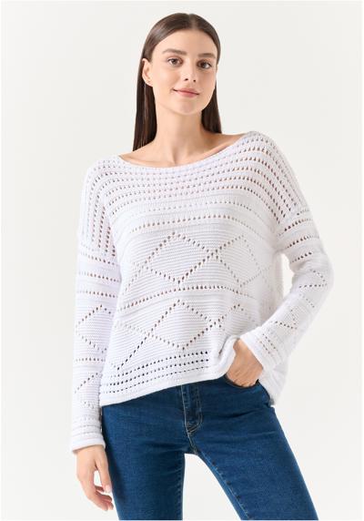 Пуловер LOOSE FIT BOAT NECK LONG SLEEVED PERFORATED JERSEY SWEATER