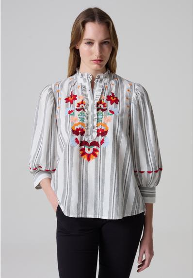 Блузка STRIPED WITH FLOWERS EMBROIDERY