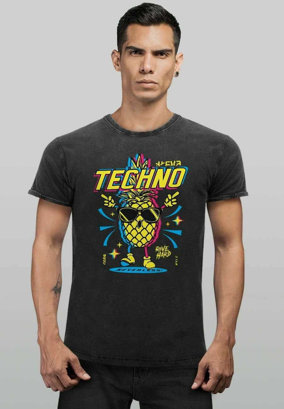 Футболка VINTAGE TECHNO TANZEN LUSTIG ANANAS RAVE PARTY FASHION STREETSTYLE