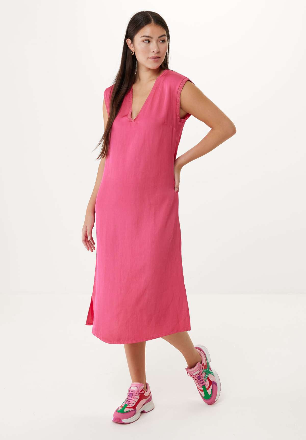 Платье Linen Blend V Neck Dress