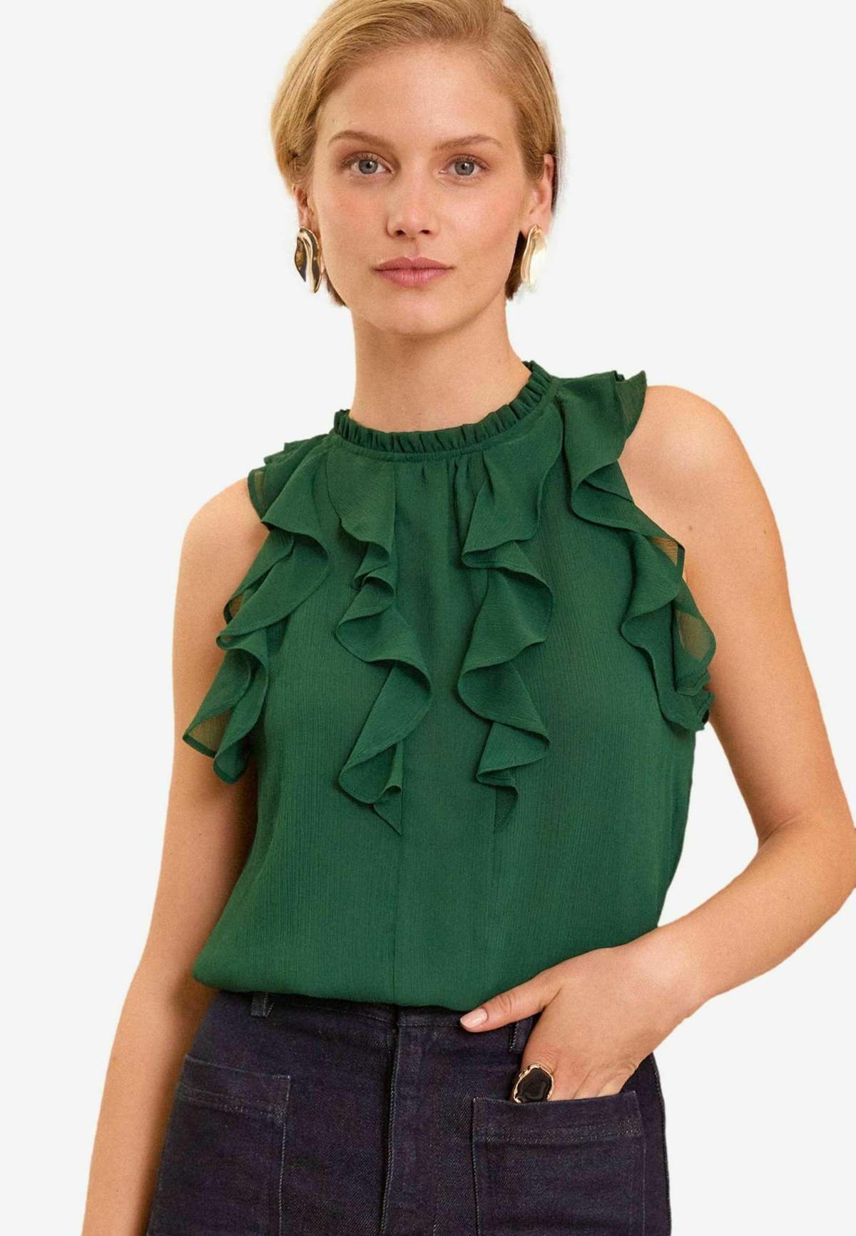 Блузка SLEEVELESS RUFFLE DETAIL REGULAR FIT