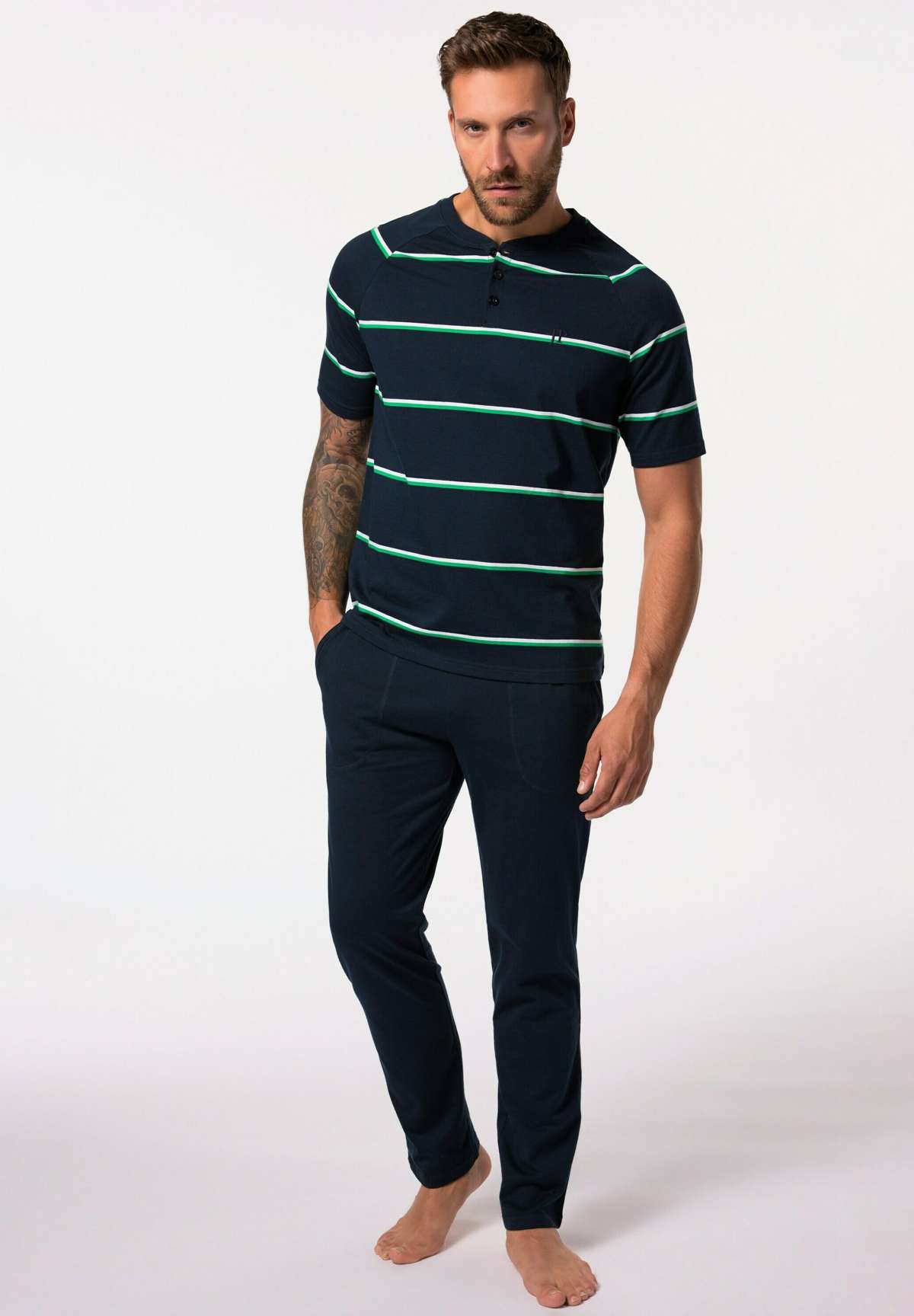 Пижама TWO-PIECE STRIPED HENLEY, UP TO 8 XL