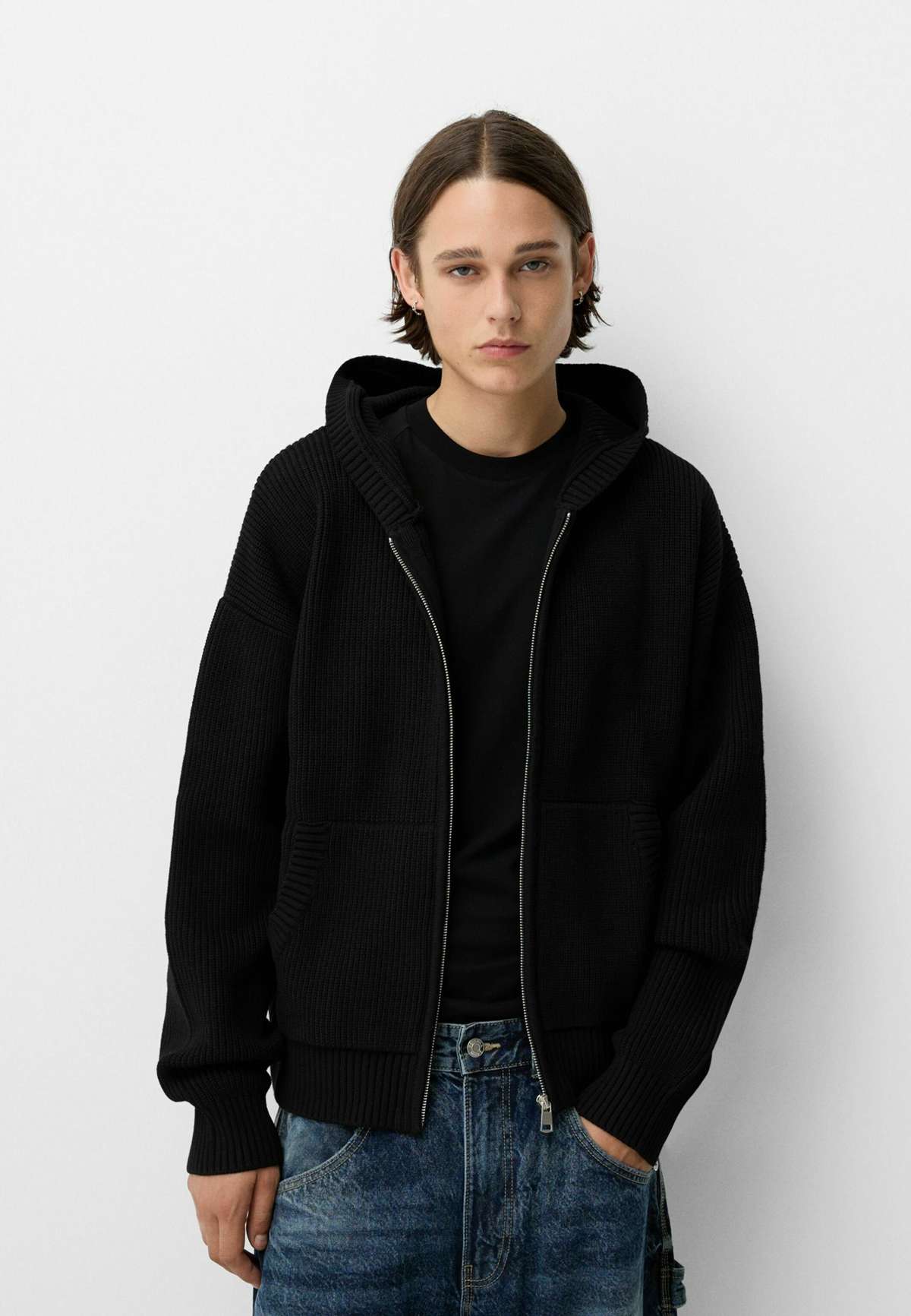 Трикотажный жакет BOXY FIT HOODED