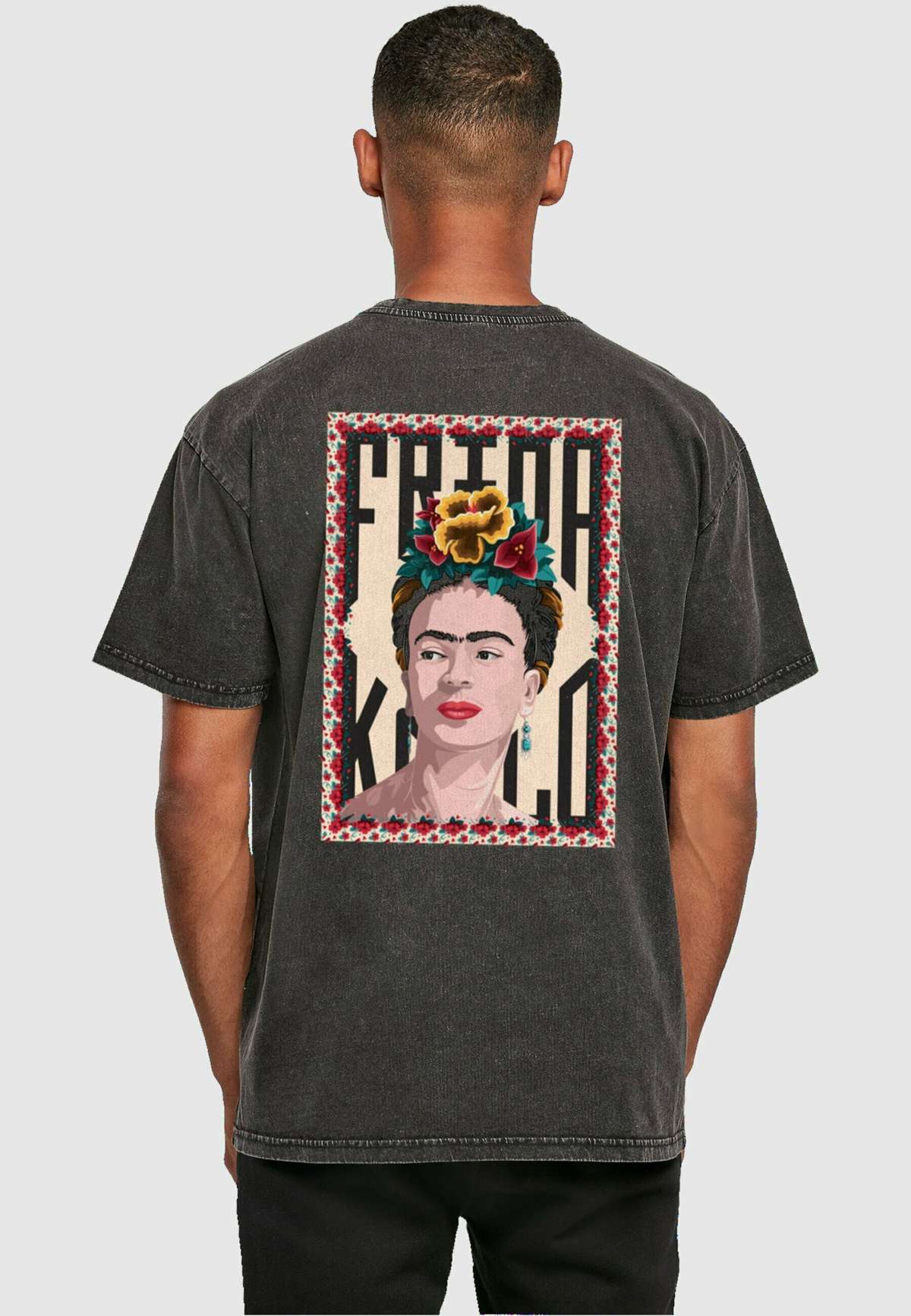 Футболка FRIDA KAHLO LOGO FRAME ACID WASHED HEAVY OVERSIZE TEE