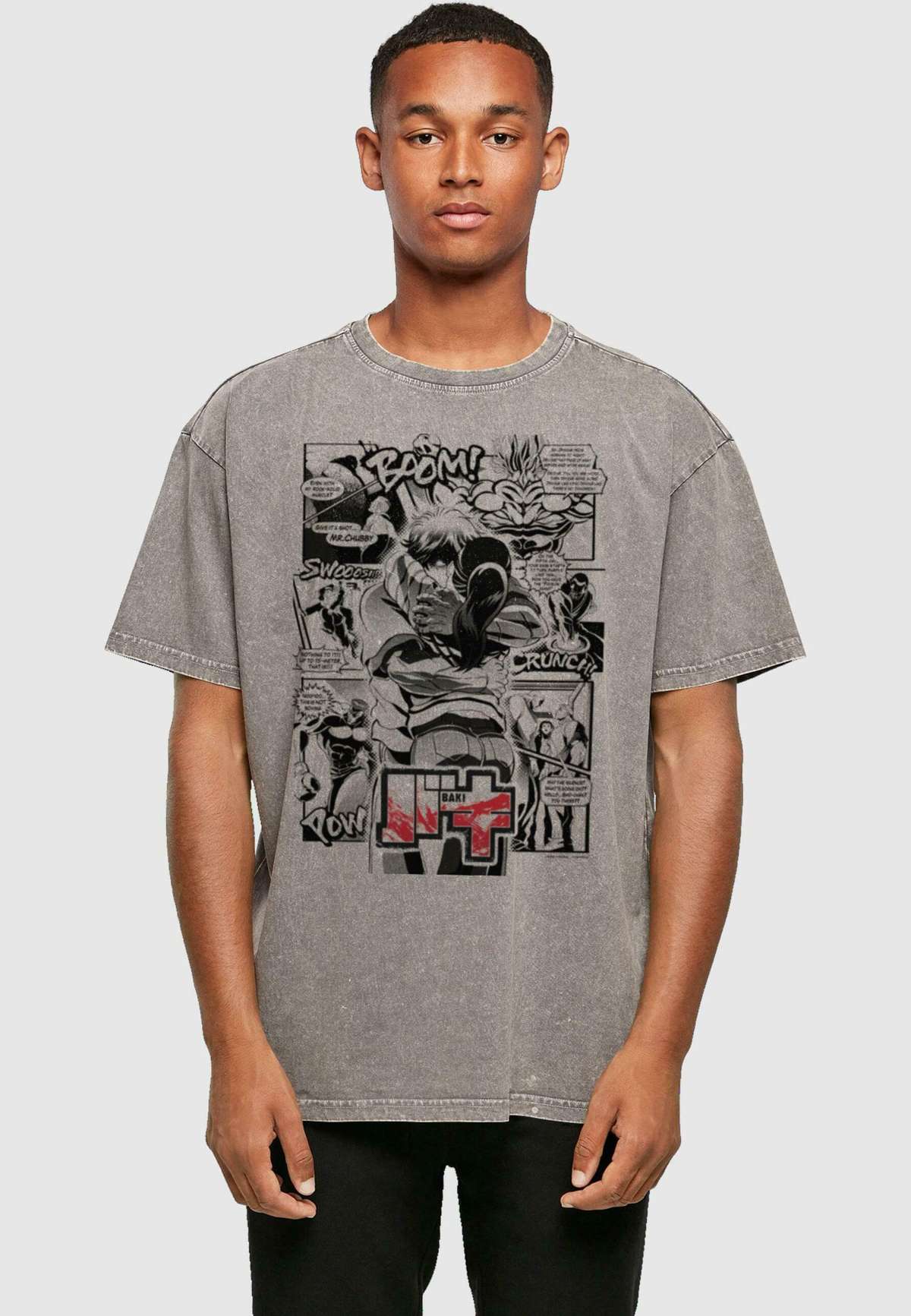 BAKI - S1 MANGA HUG PANEL ACID WASHED OVERSIZE TEE - T-Shirt print BAKI BAKI