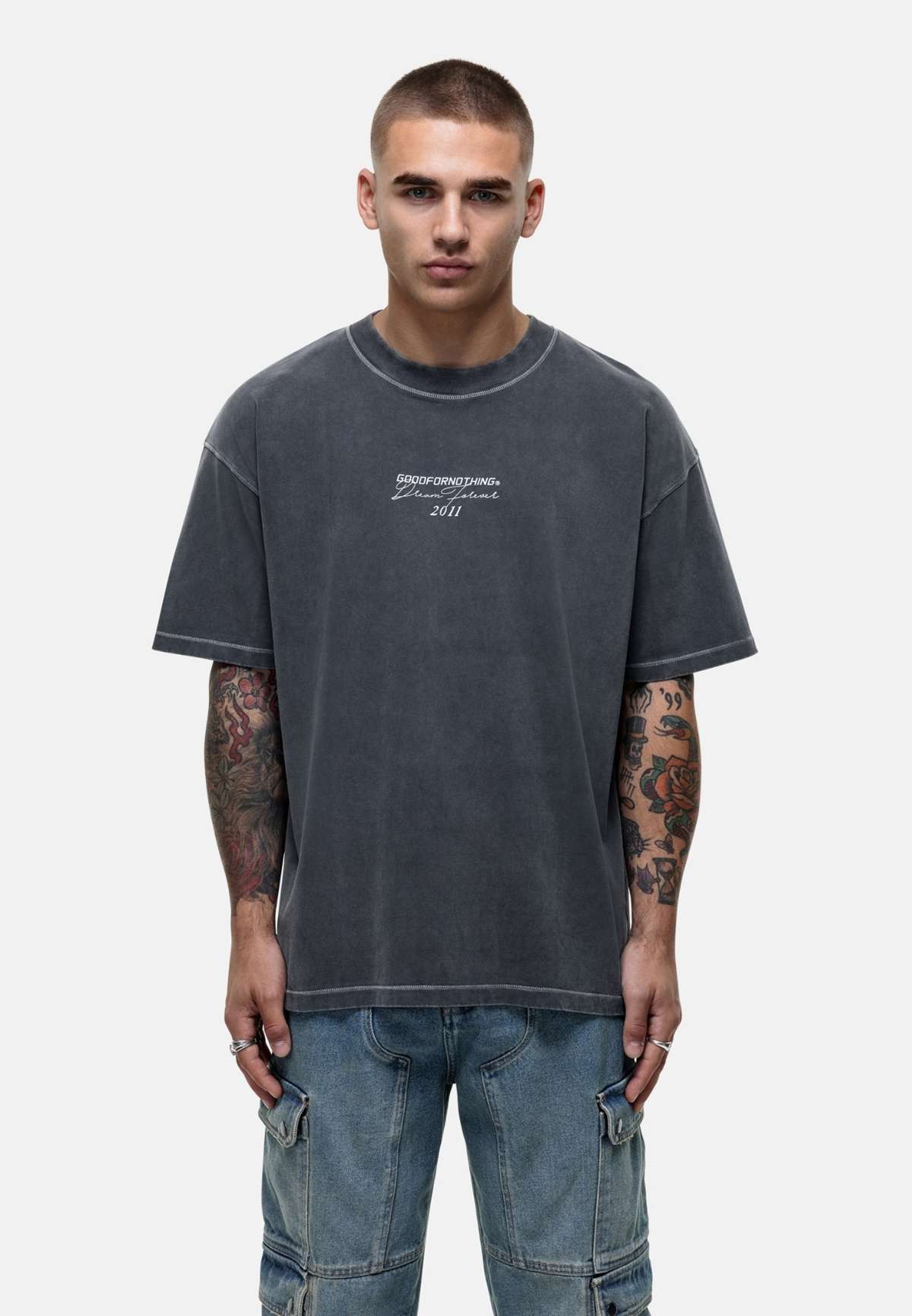 Футболка RELAXED OVERLOCK GREY WASHED T-SHIRT