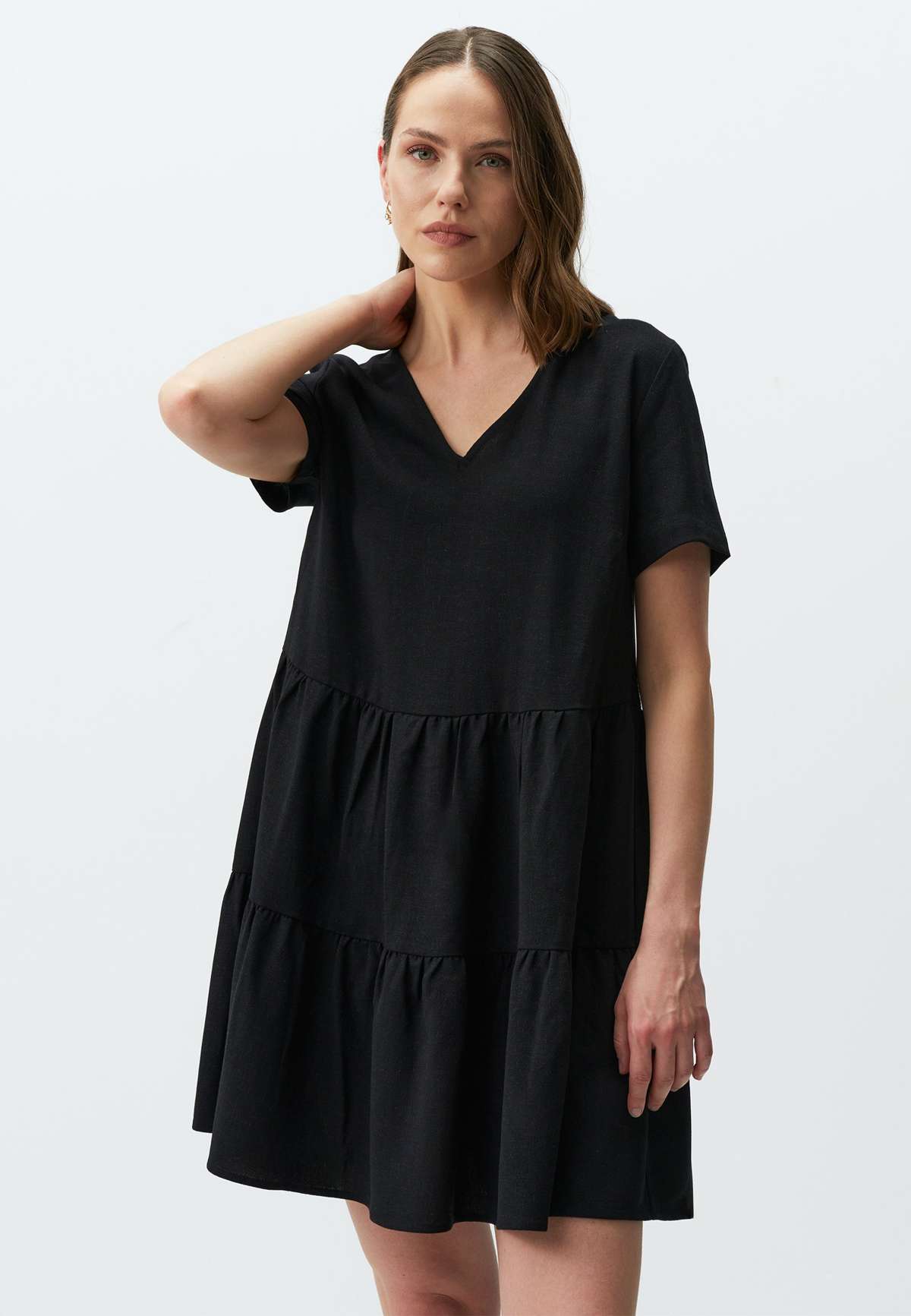 Платье SHORT SLEEVE V-NECK MINI