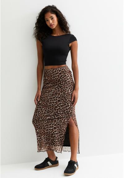 Юбка LEOPARD FRILL TRIM SLITTED