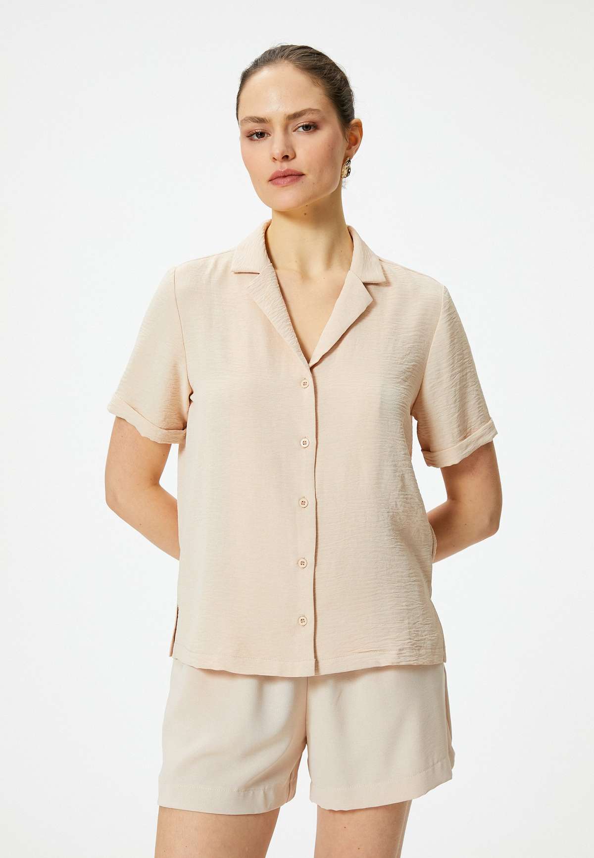 Блуза-рубашка REGULAR FIT TISSUED BUTTONED SHORT SLEEVE