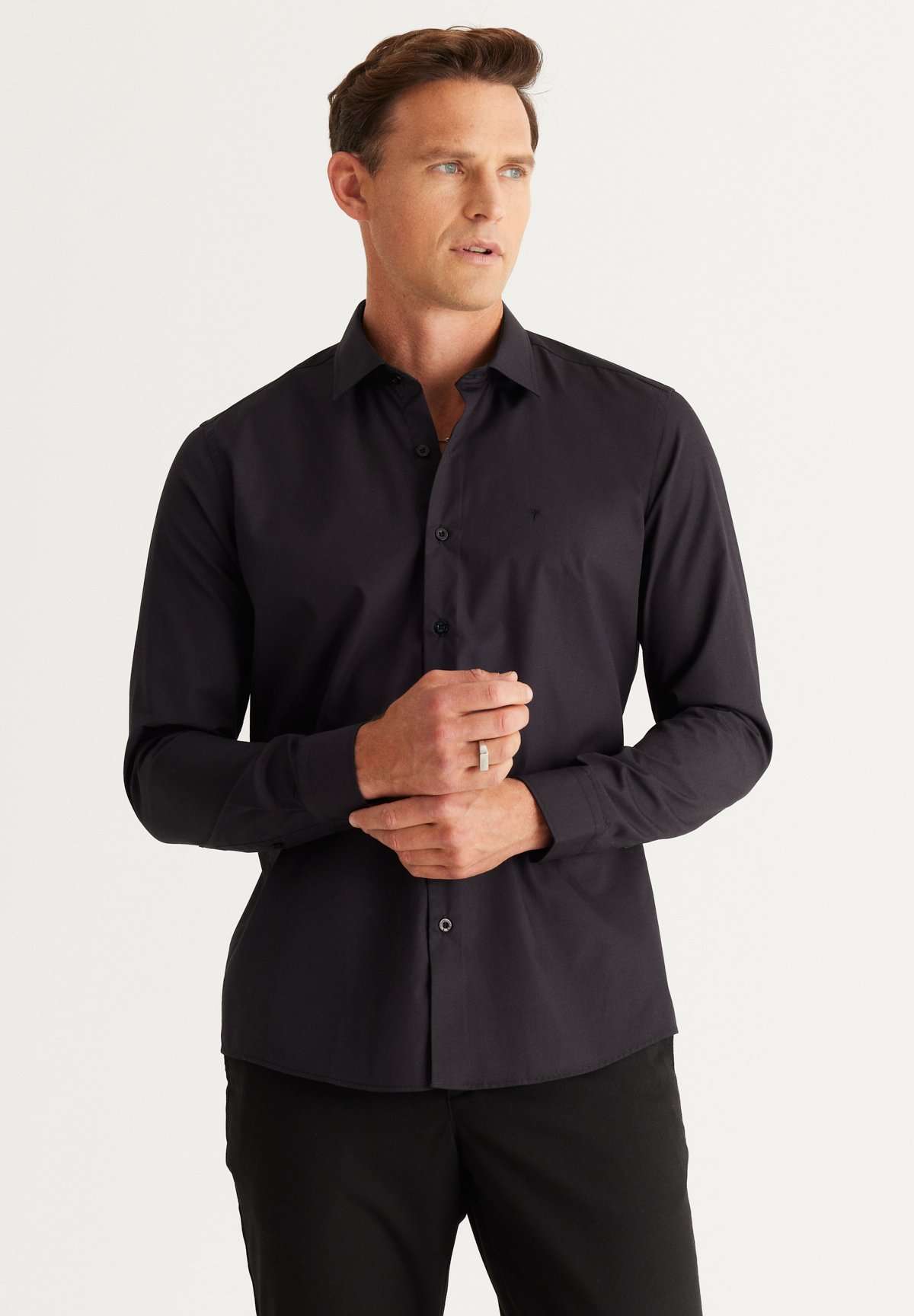 Рубашка SLIM FIT LONG-SLEEVED CVC SHIRT