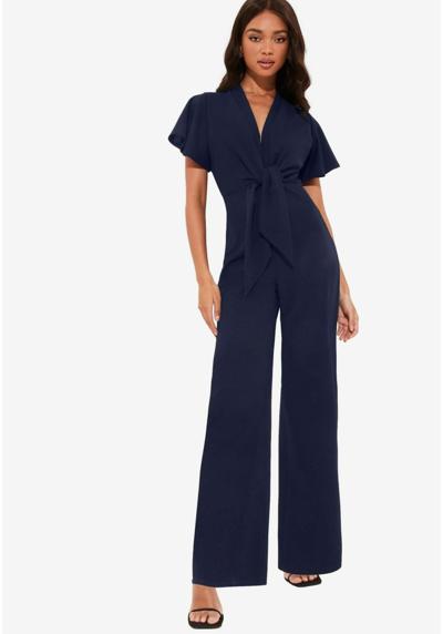 Комбинезон FLUTTER SLEEVE V NECK TIE FRONT WIDE LEG