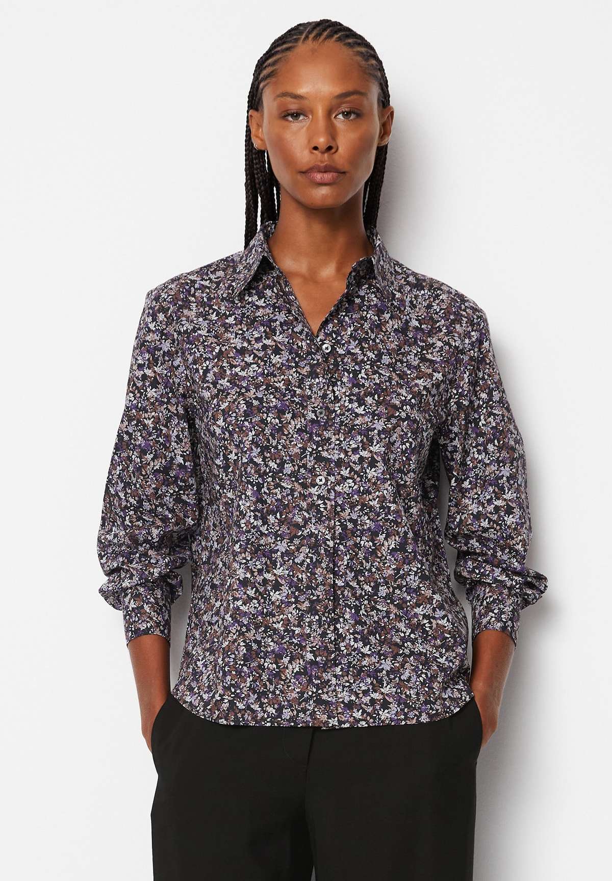 Блуза-рубашка SHARP SLEEVE BUTTON PLACKET PRINTED