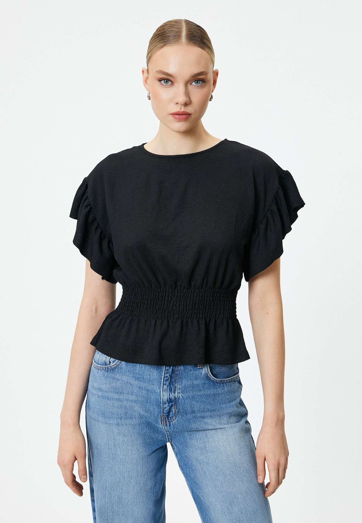 Блузка GIMPED SHORT SLEEVE RUFFLE