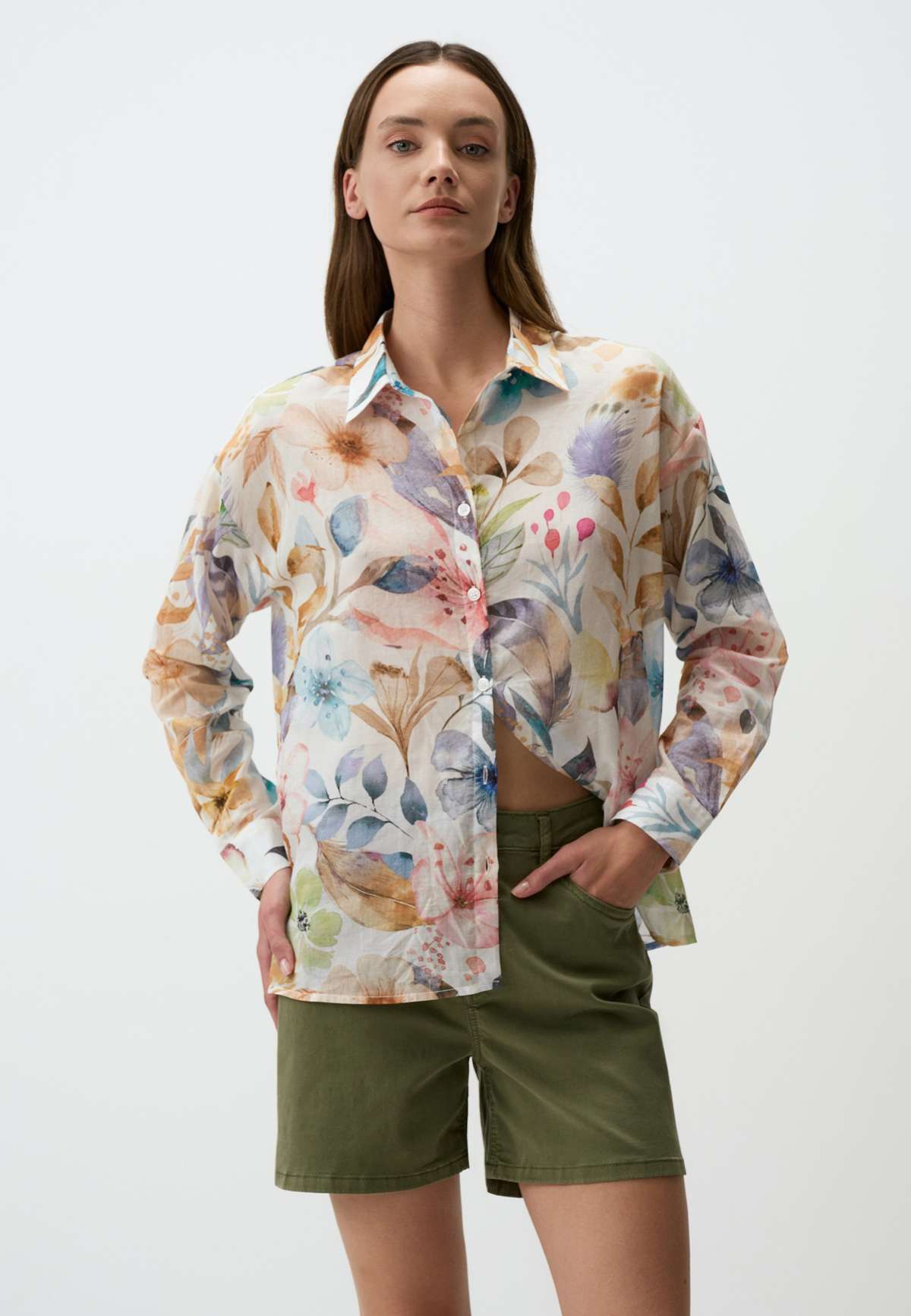 Блуза-рубашка FLORAL PATTERNED LONG SLEEVE