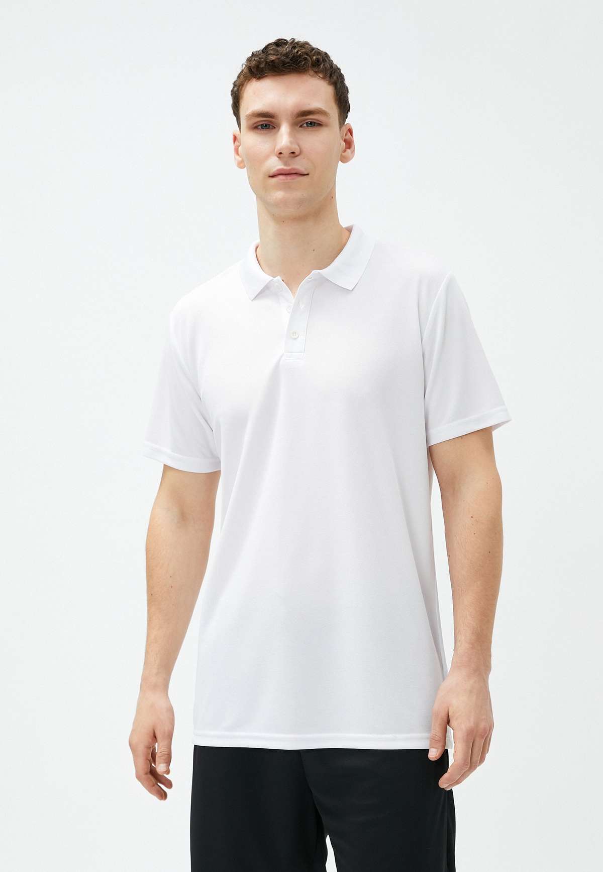 Кофта-поло BASIC SPORT NECK BUTTON DETAILED SHORT SLEEVE