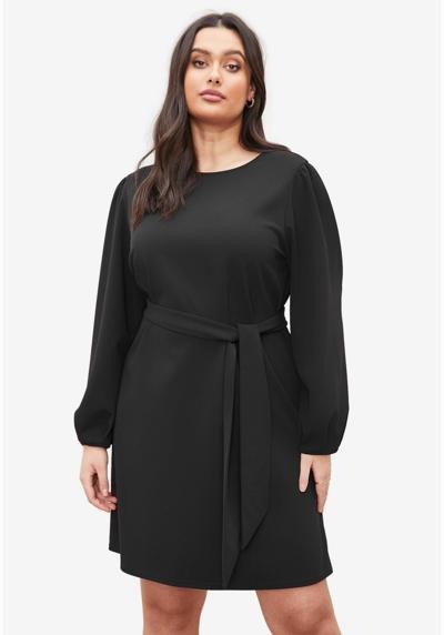 Платье LONG SLEEVE ROUND NECK TIE WAIST