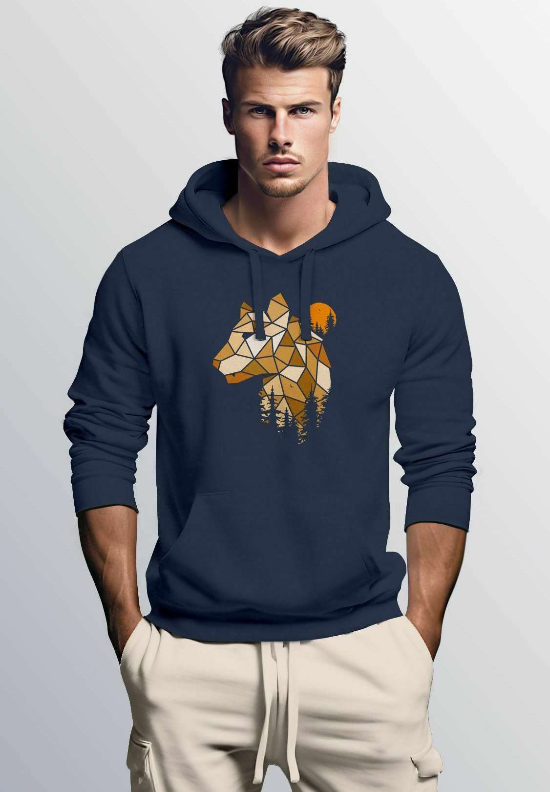 Пуловер FASHION POLYGON LUCHS WALD TIERE MOTIV STREETSTYLE