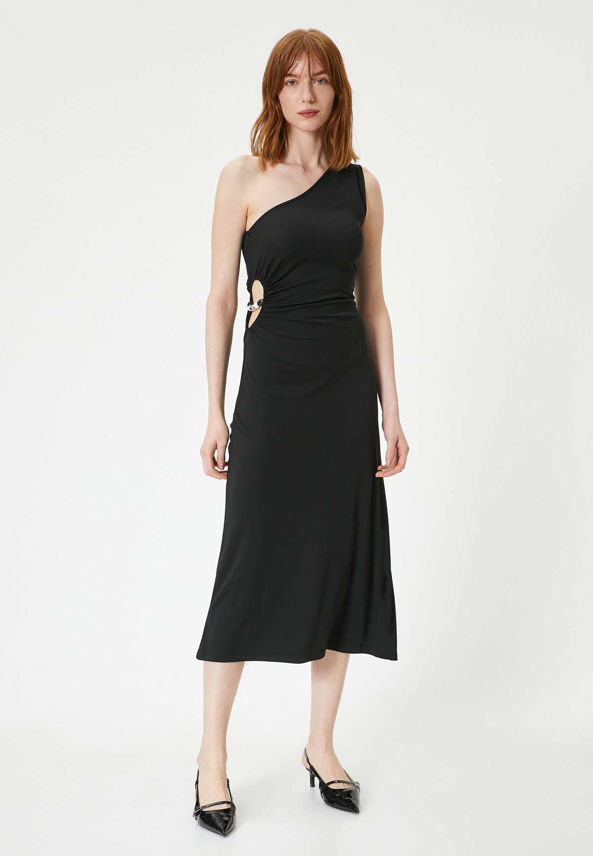 Трикотажное платье ONE SHOULDER MIDI