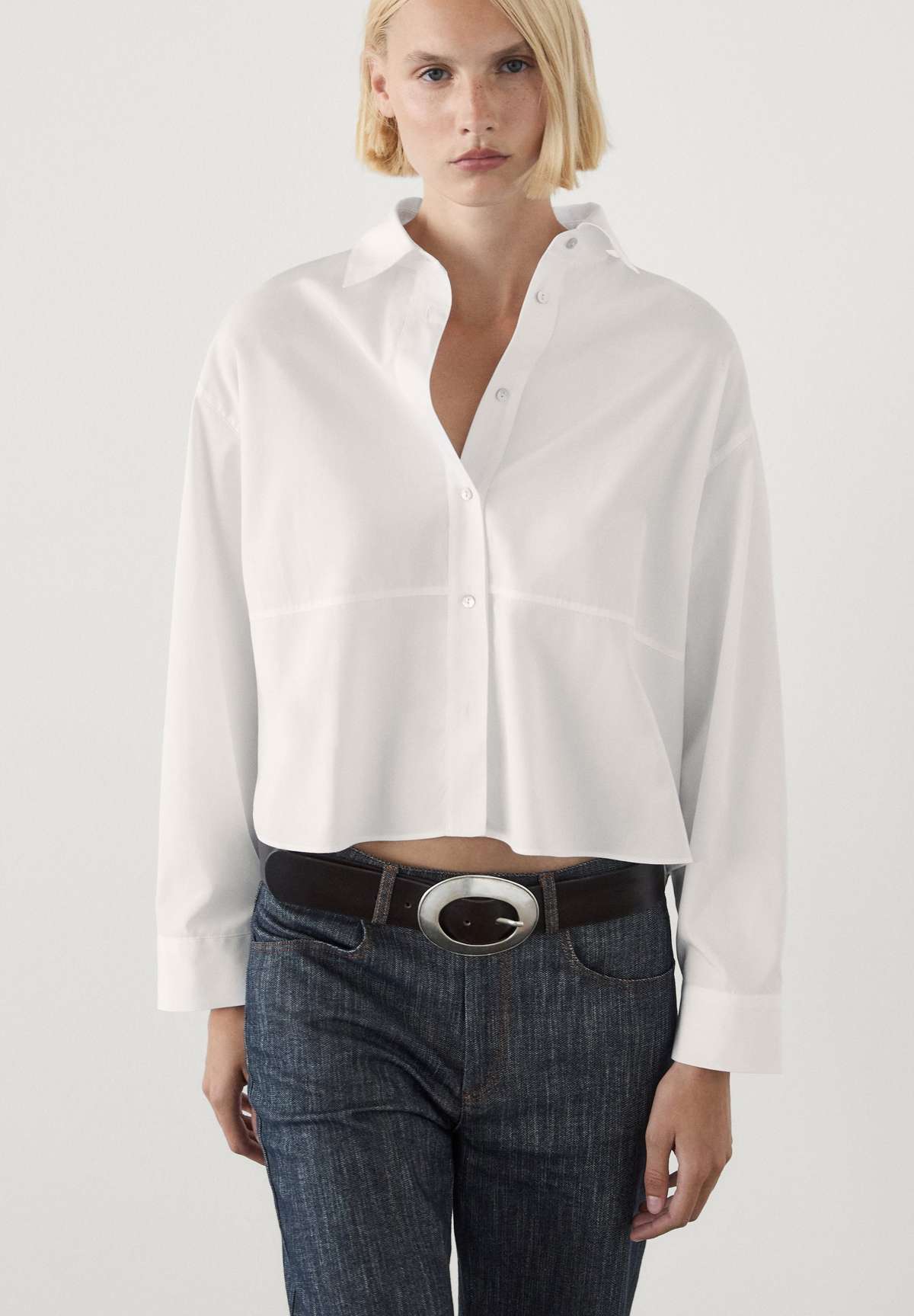 Блуза-рубашка CROPPED POPLIN