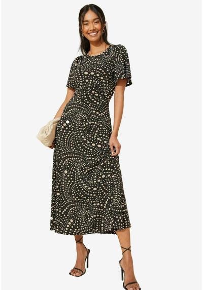 Платье FLUTTER SLEEVE ROUND NECK MIDI