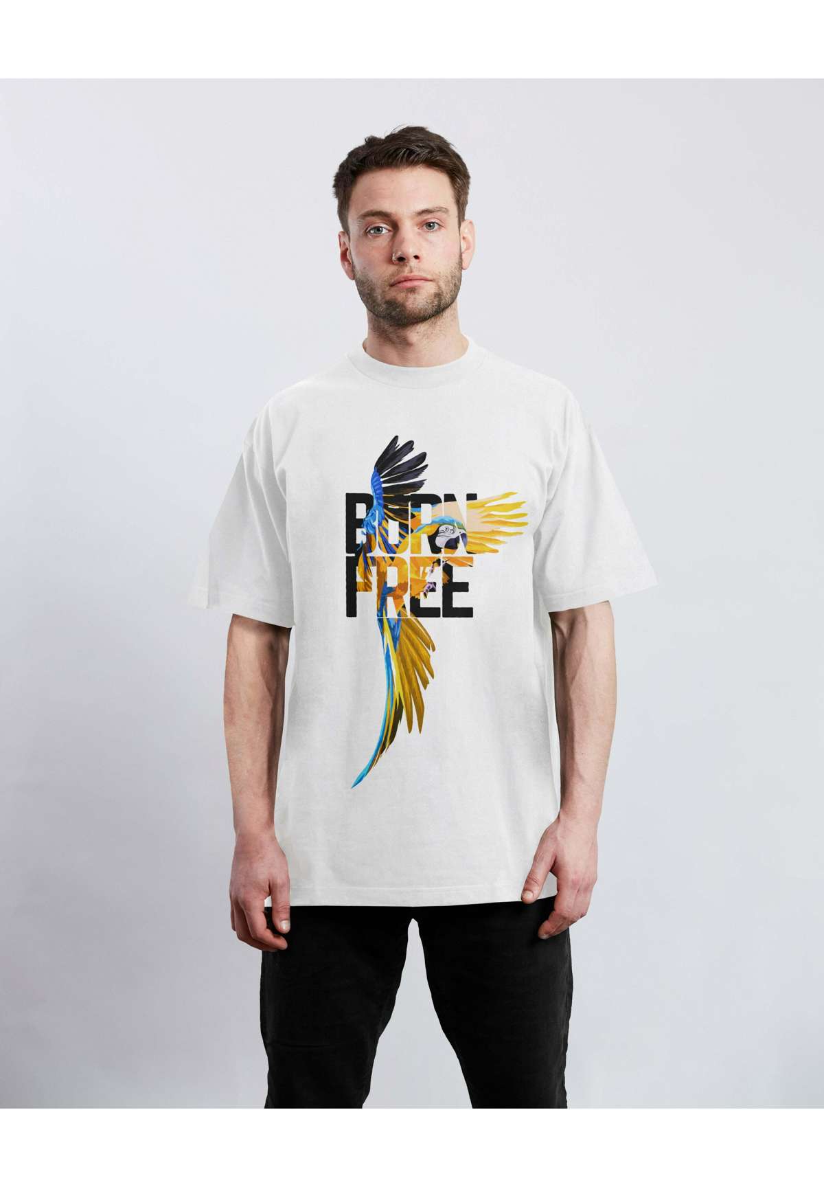 Футболка OVERSIZE BORN FREE HERREN TSHIRT FARBE WEISS