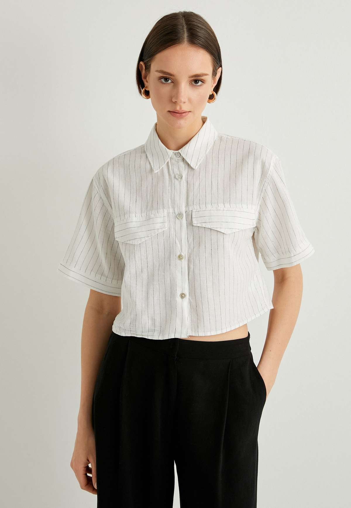 Блуза-рубашка SHORT SLEEVE CROP