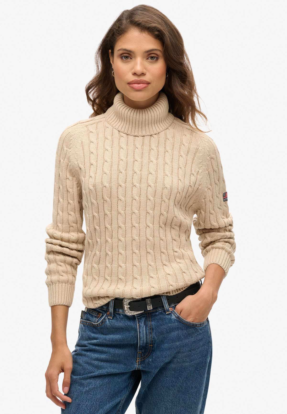 Пуловер SLOUCHY CABLE ROLL NECK