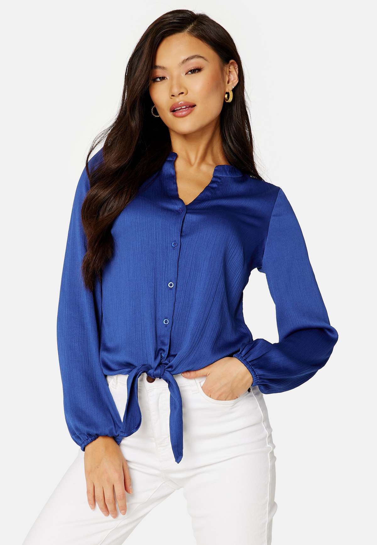 Блузка V-NECK L/S KNOT BLOUSE