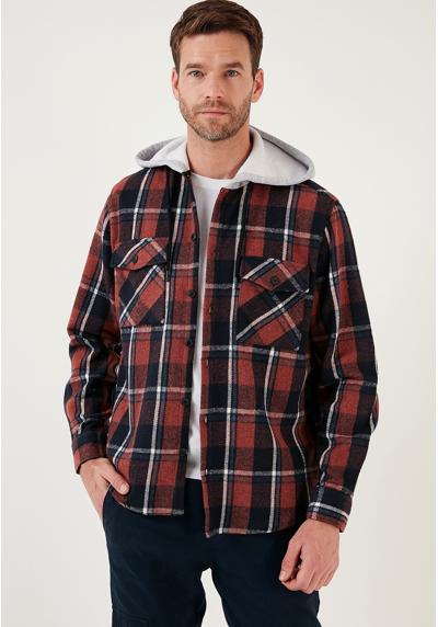 Куртка PLAID PATTERNED DOUBLE POCKET HOODED WINTER