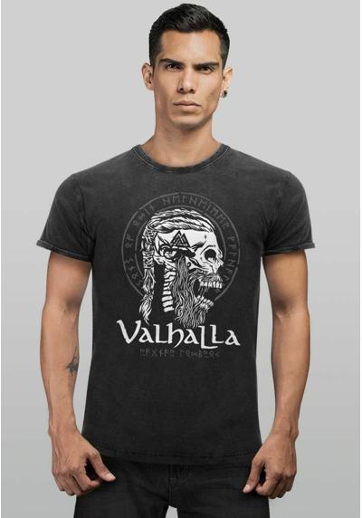 Футболка VINTAGE VALHALLA TOTENKOPF RUNEN NORDISCHE MYTHOLOG