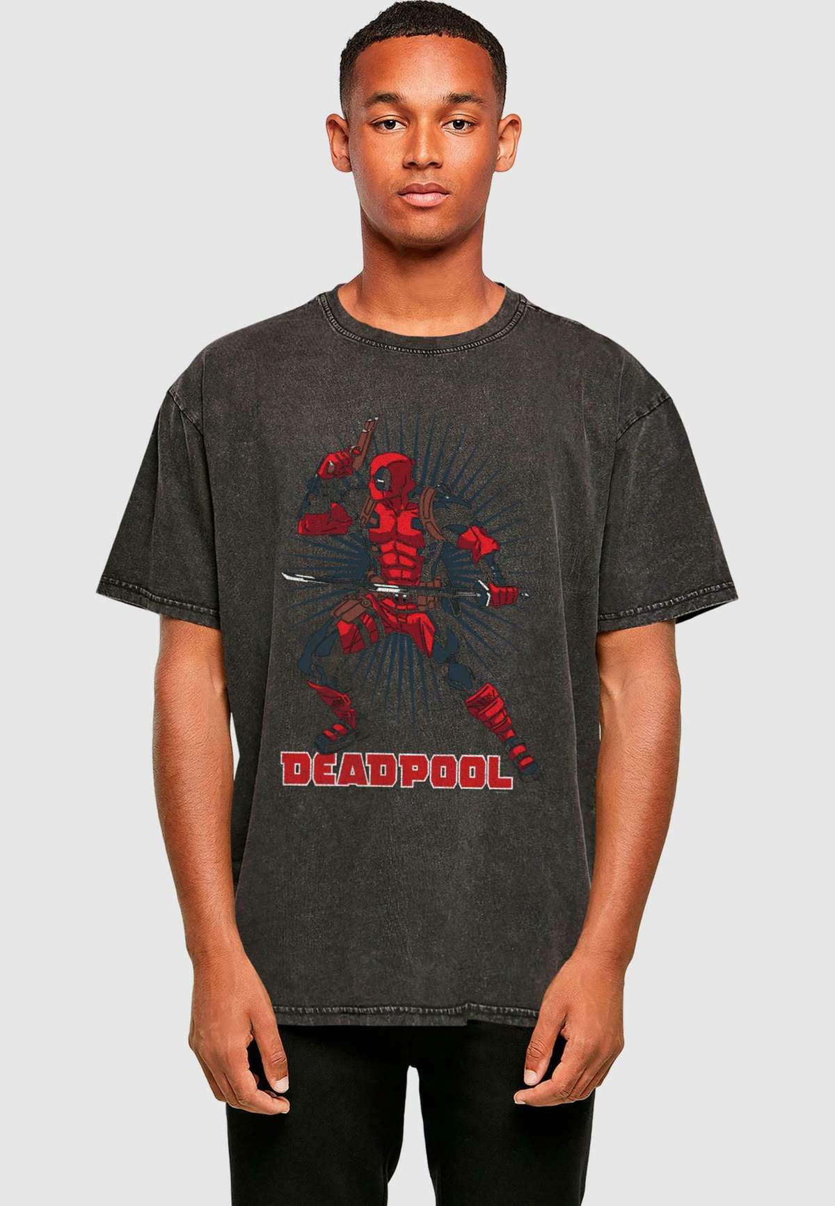 Футболка DEADPOOL GUN SWORD BURST ACID WASHED OVERSIZE TEE